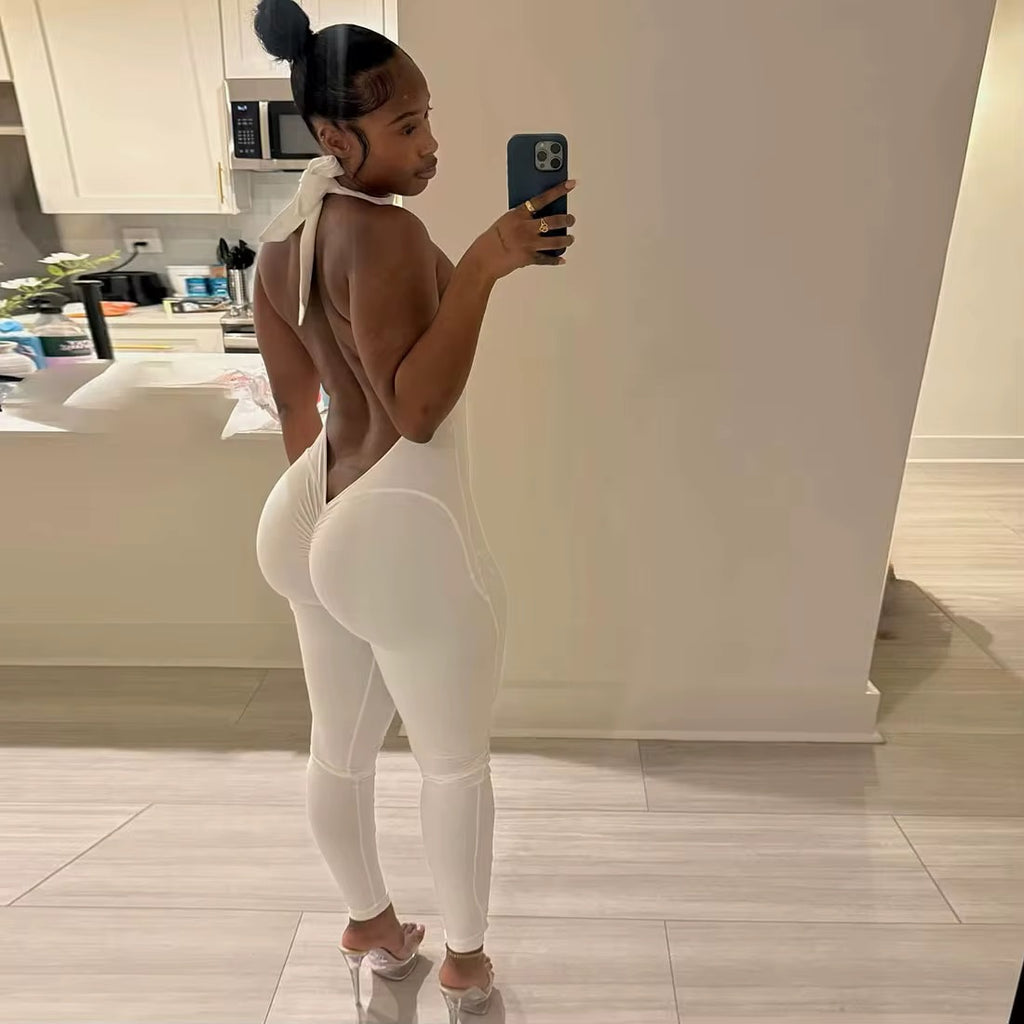 Neck strap tight jumpsuit