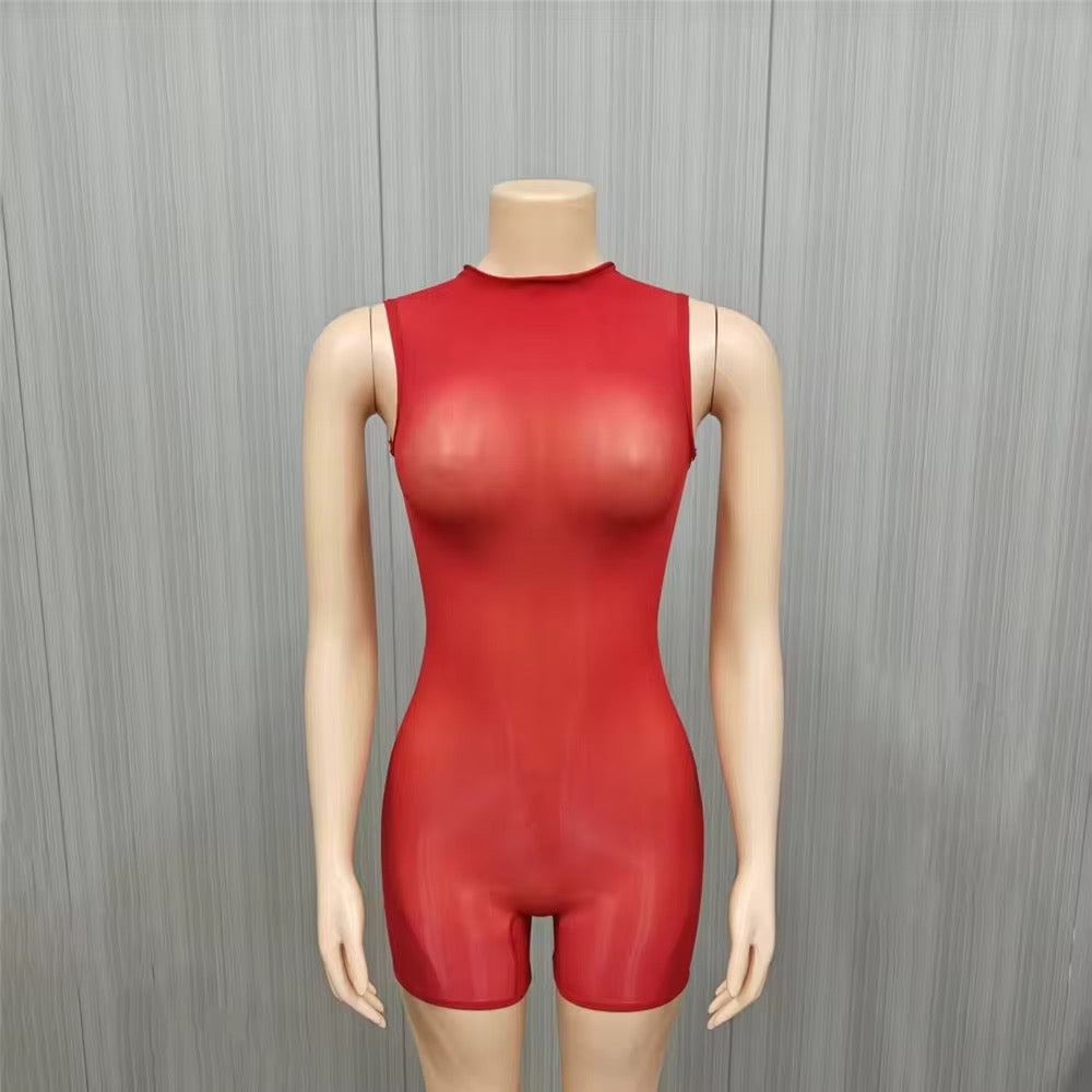Mesh & Sexy Short Sleeve Romper