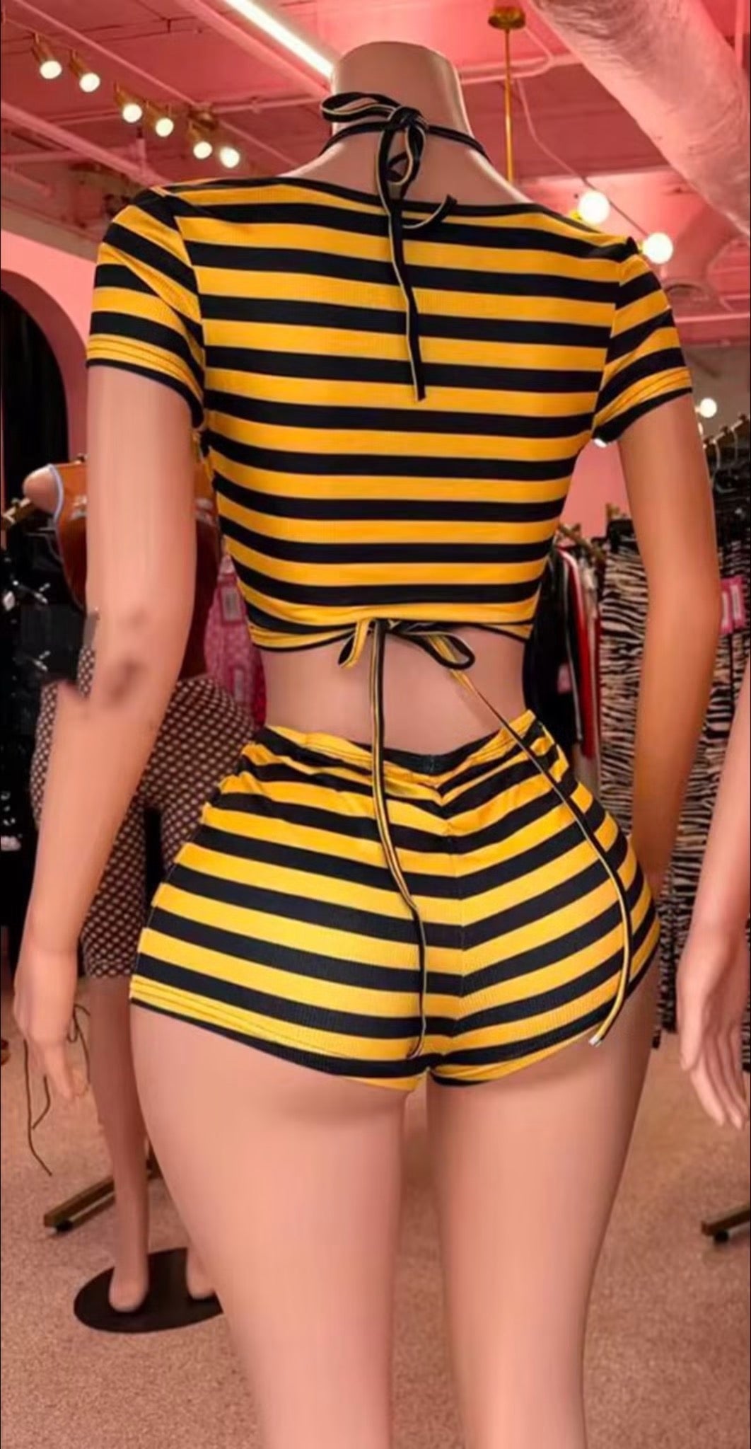 Strippes short set